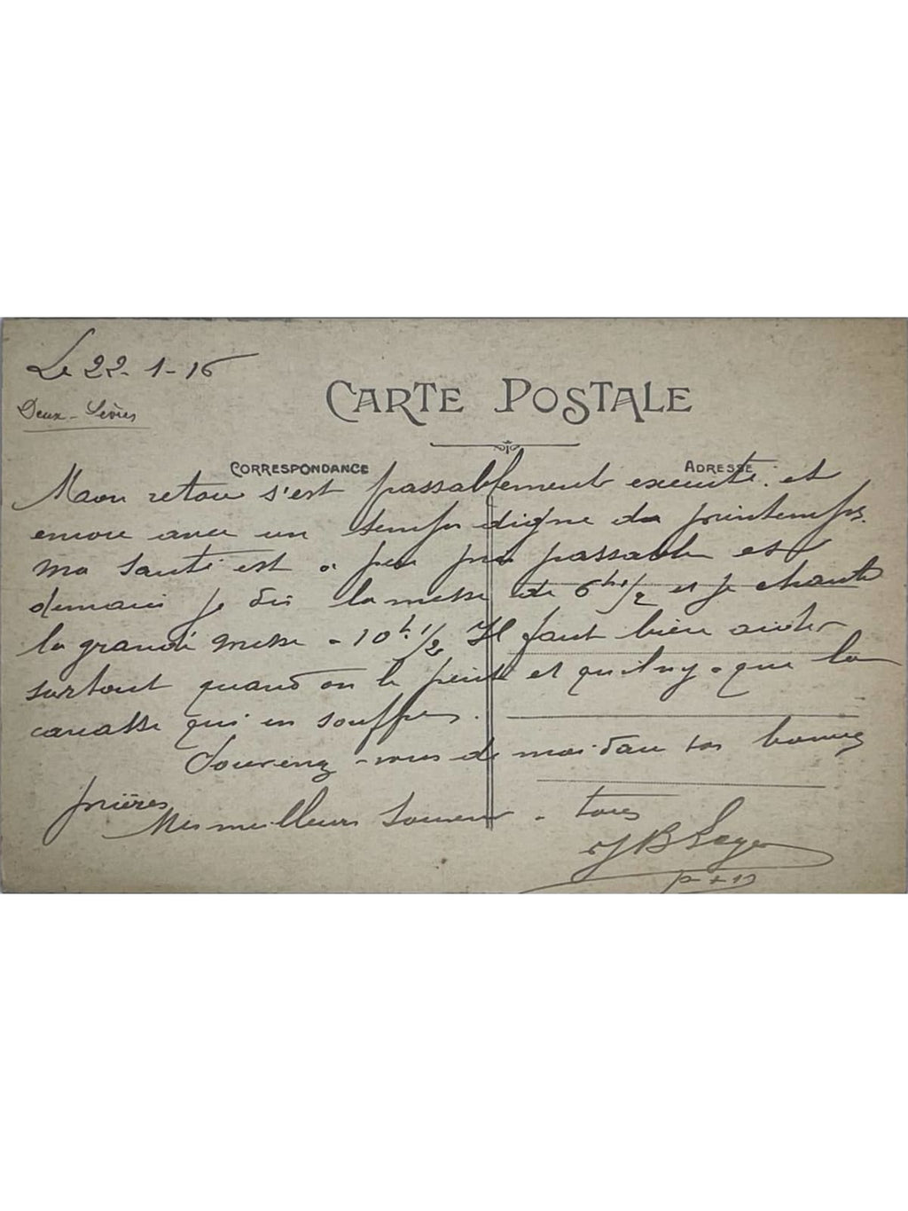 Verso de la carte postale