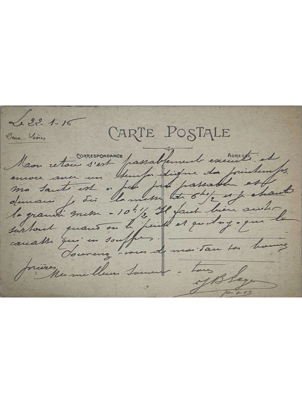 Verso de la carte postale