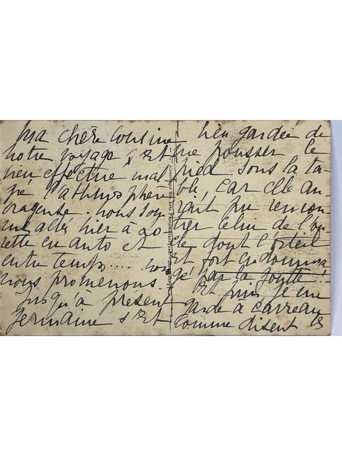 Verso de la carte postale