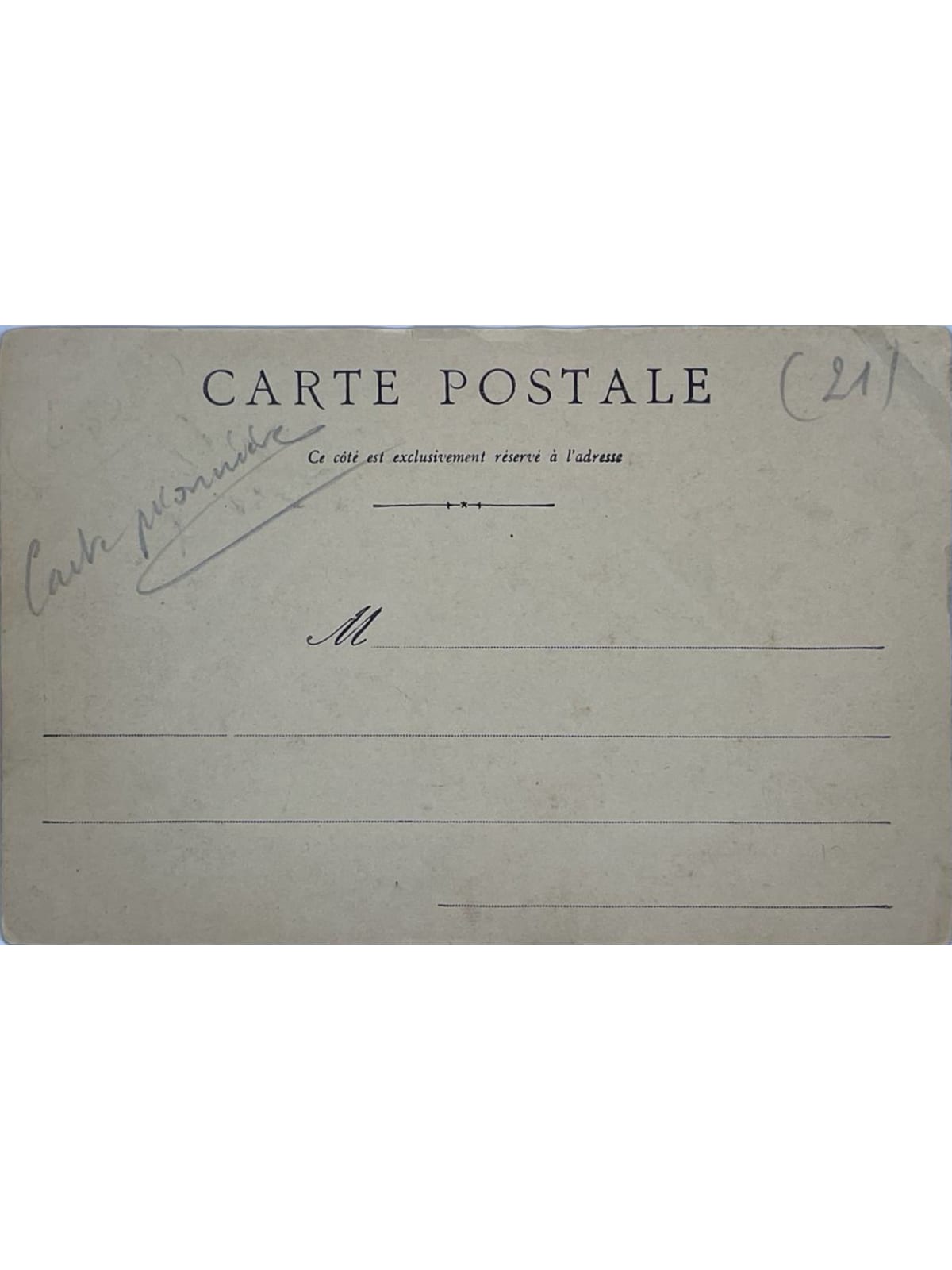Verso de la carte postale
