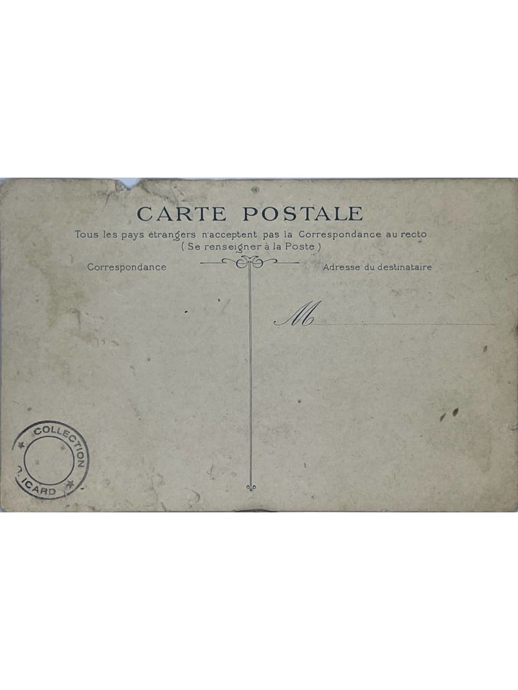 Verso de la carte postale