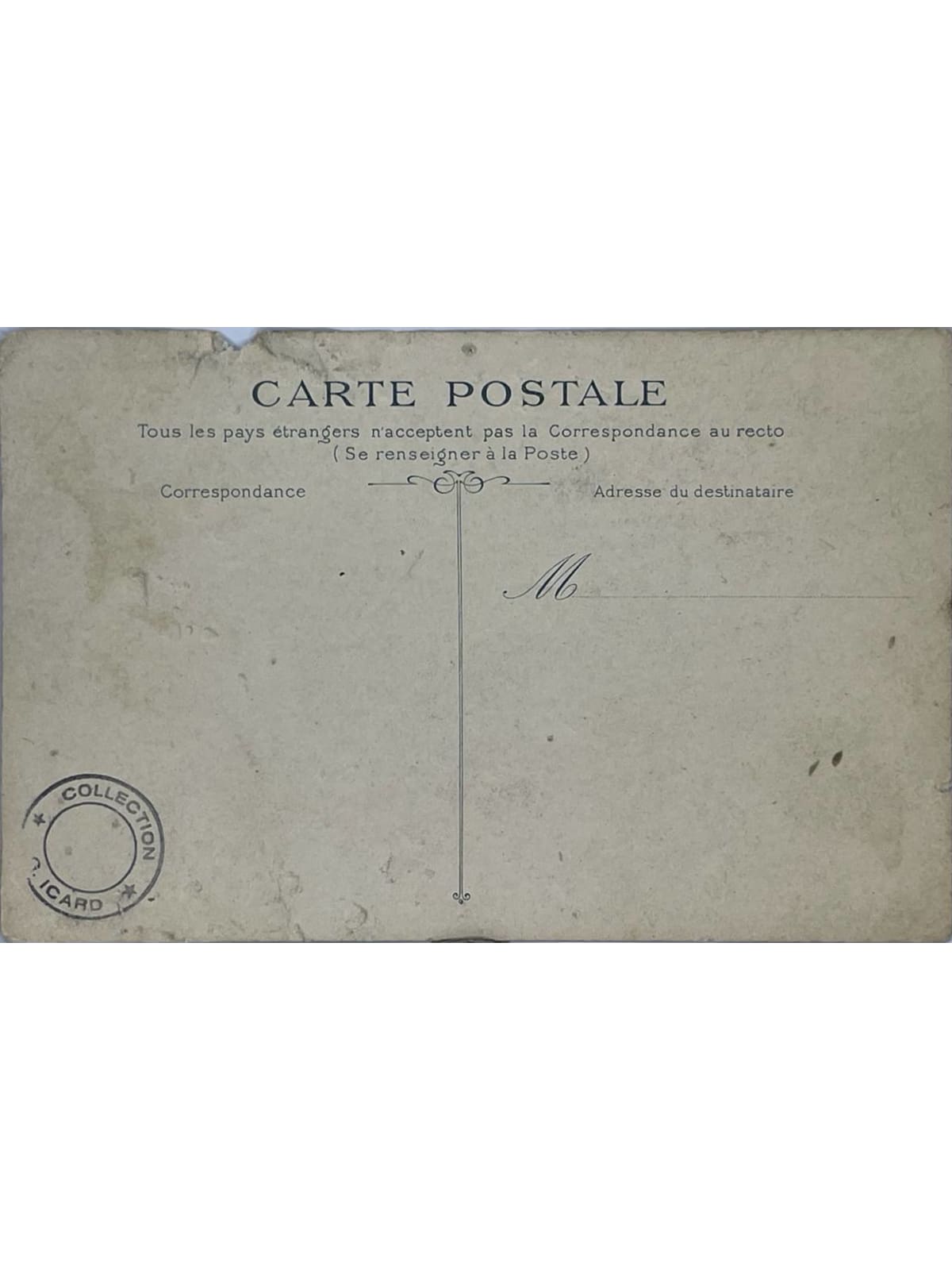 Verso de la carte postale