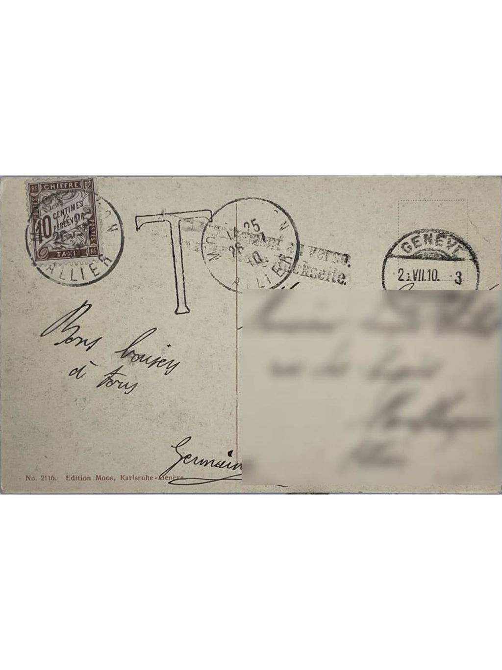 Verso de la carte postale
