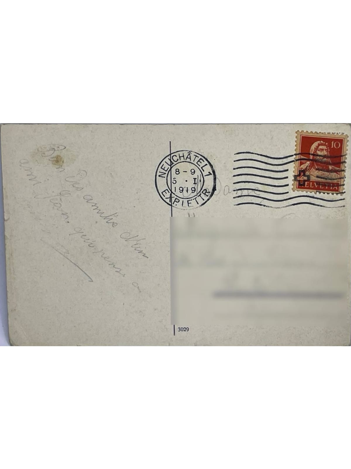 Verso de la carte postale
