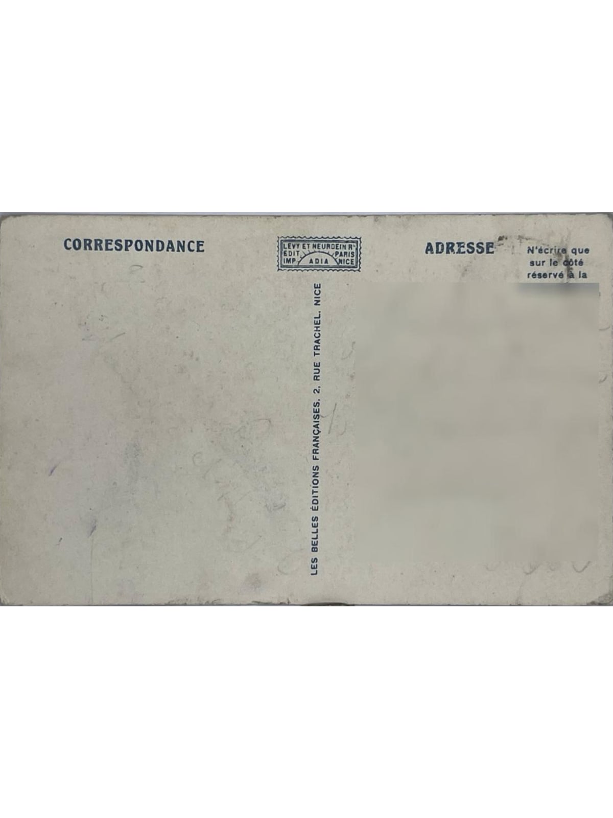 Verso de la carte postale