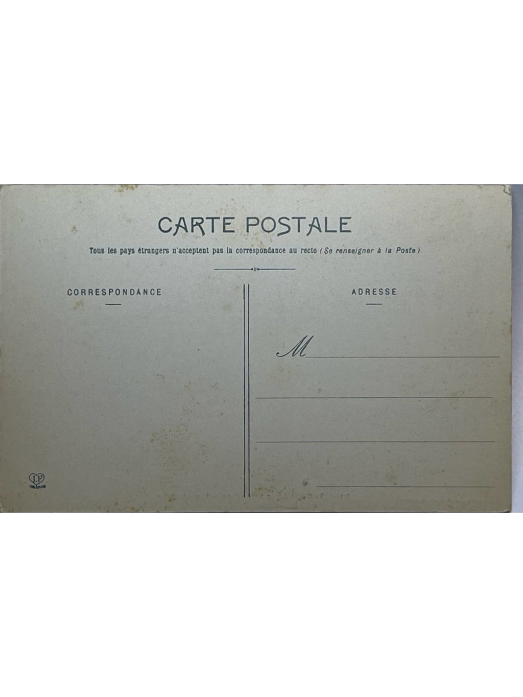 Verso de la carte postale
