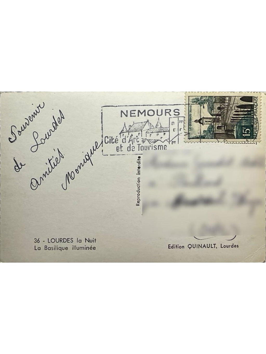 Verso de la carte postale