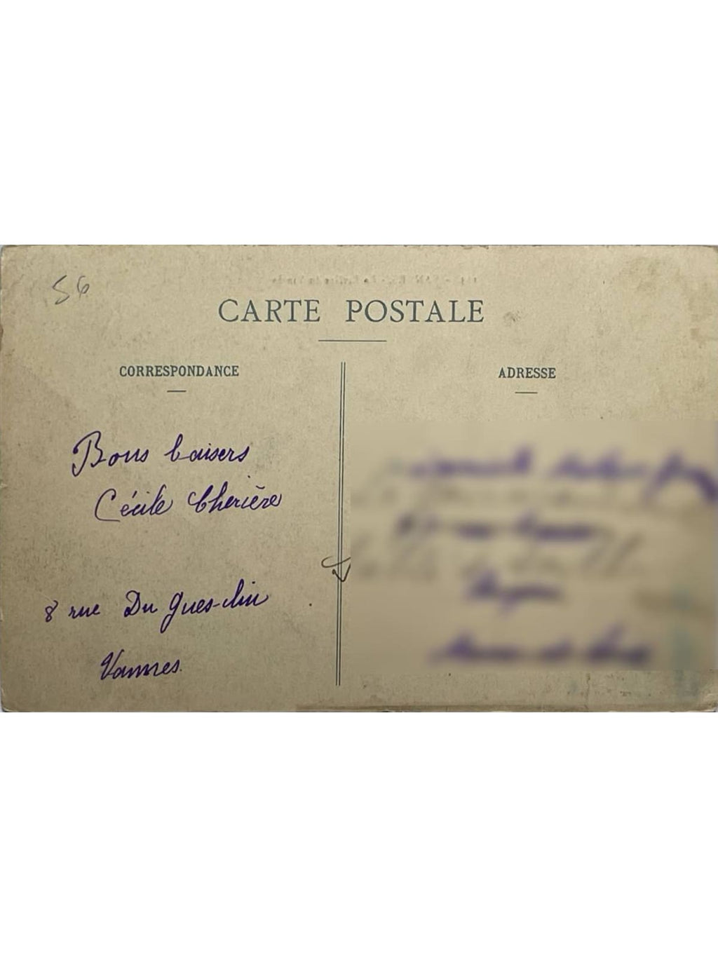 Verso de la carte postale