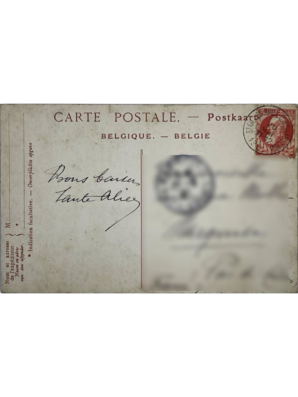 Verso de la carte postale