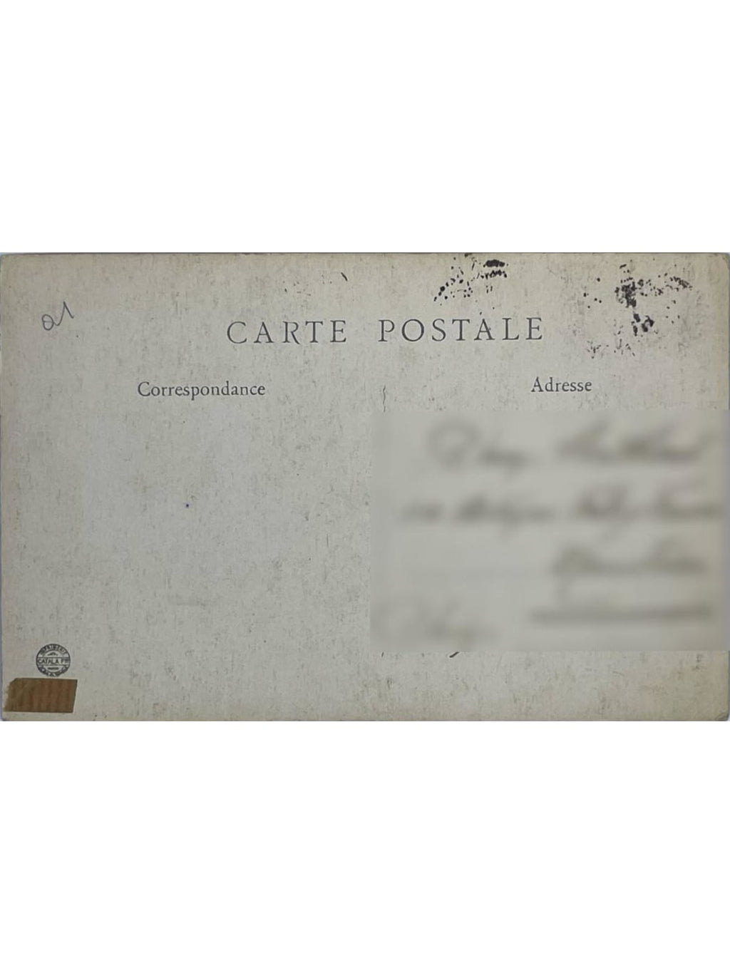 Verso de la carte postale