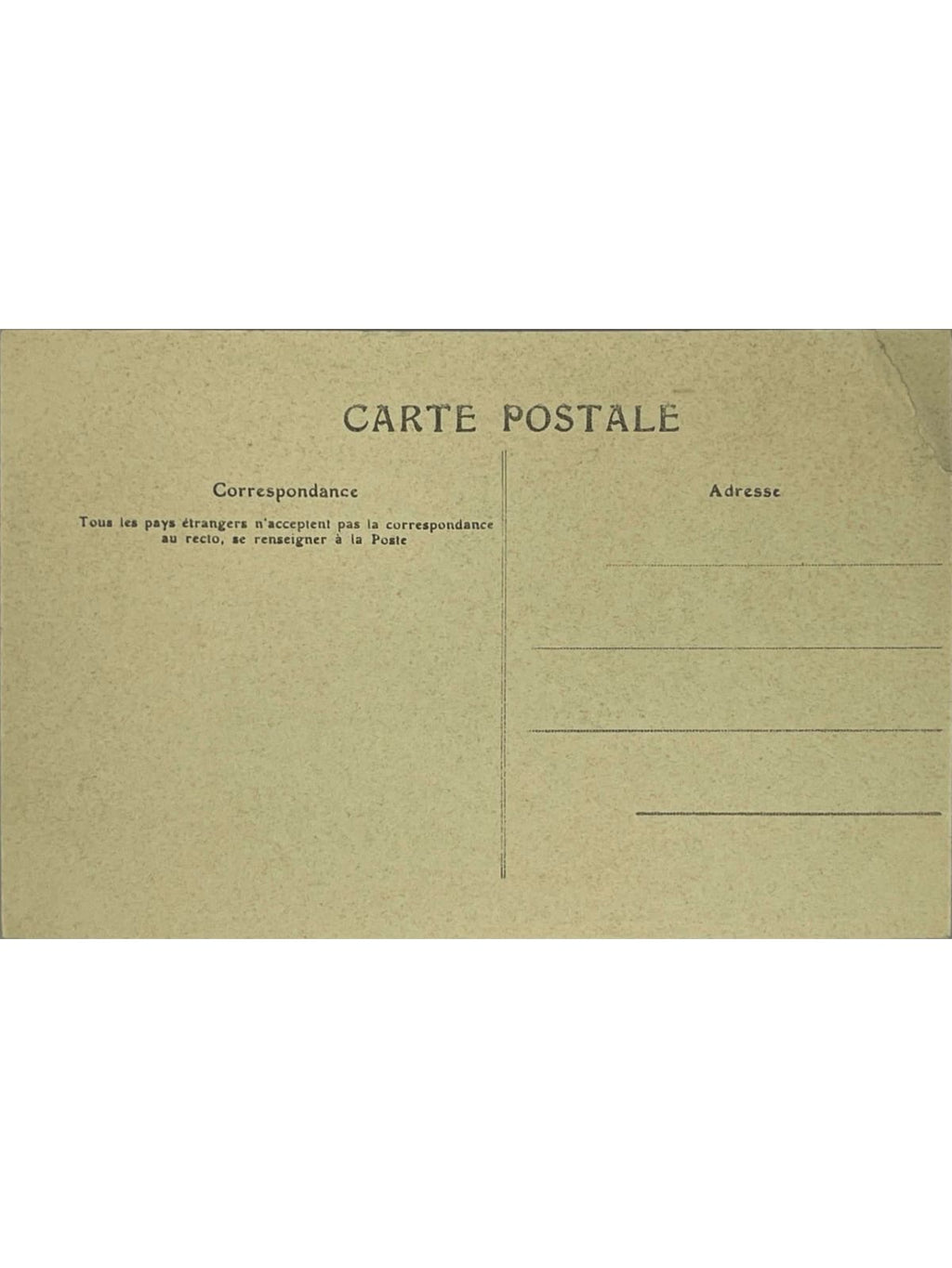 Verso de la carte postale