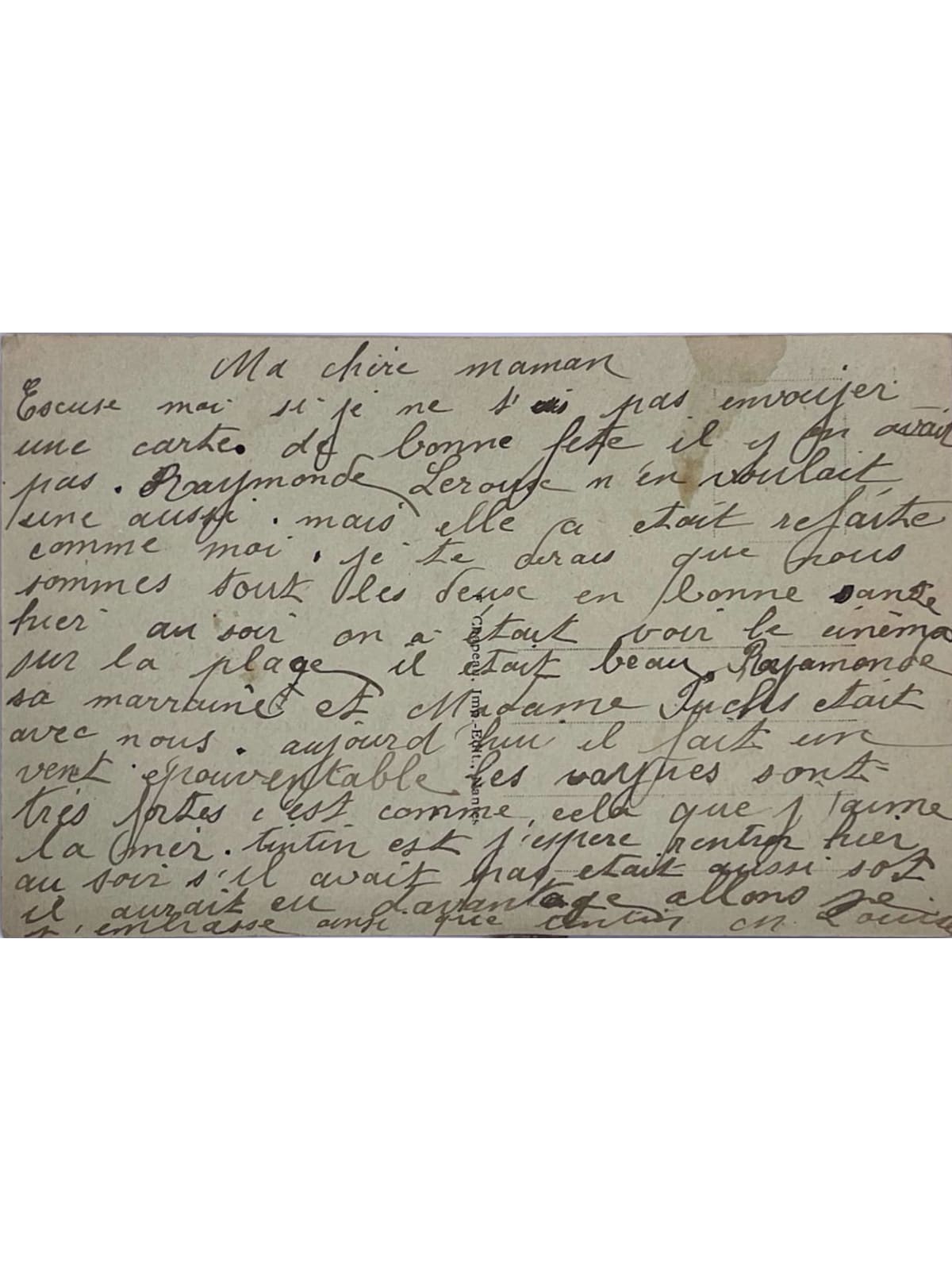 Verso de la carte postale
