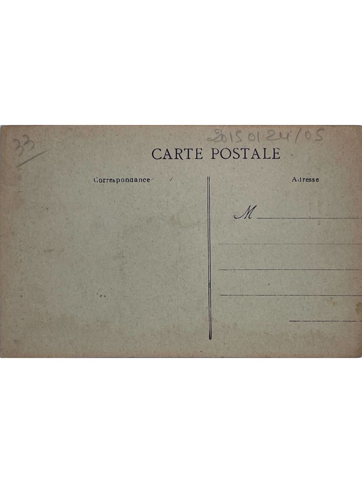 Verso de la carte postale