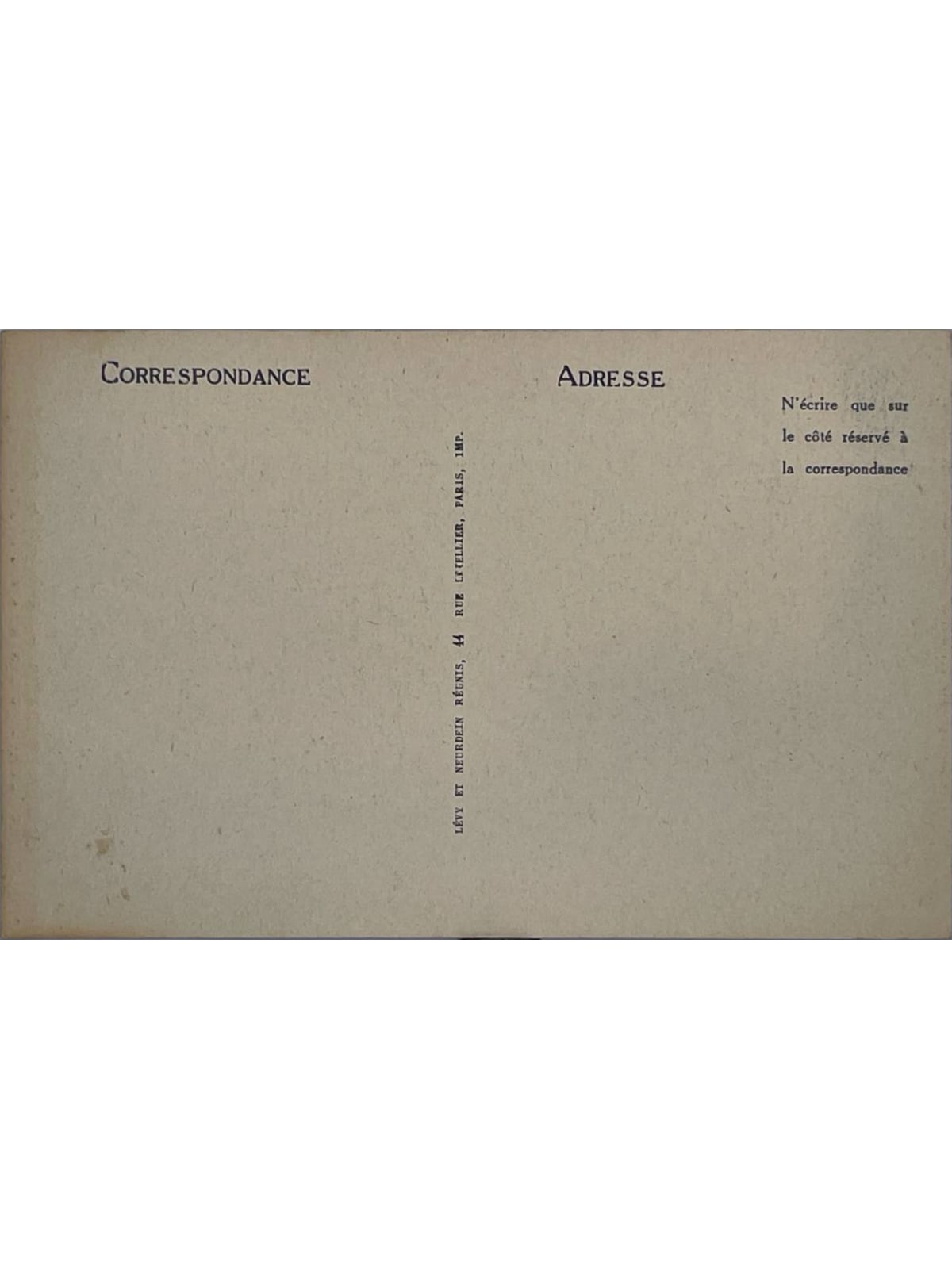 Verso de la carte postale