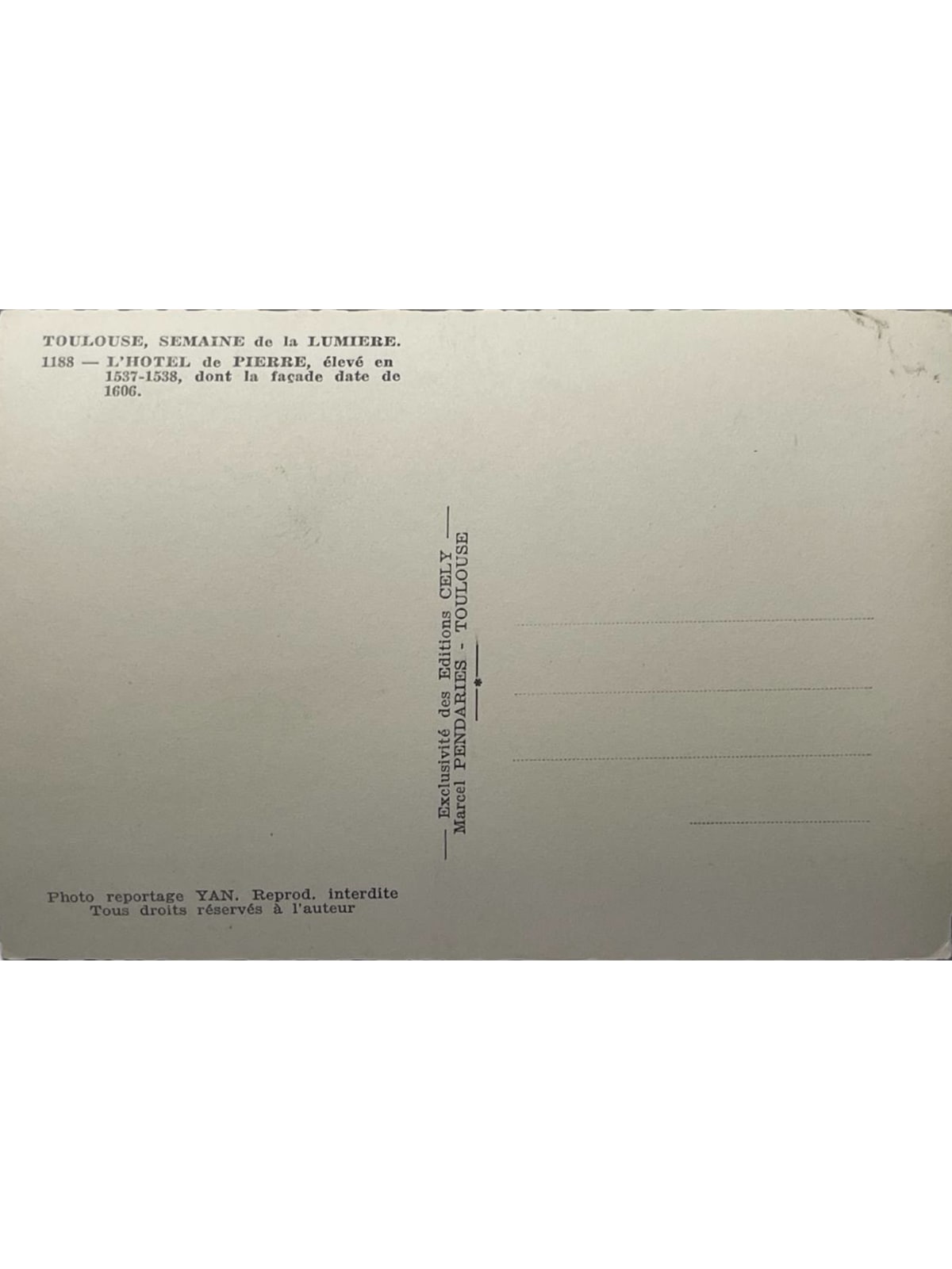 Verso de la carte postale