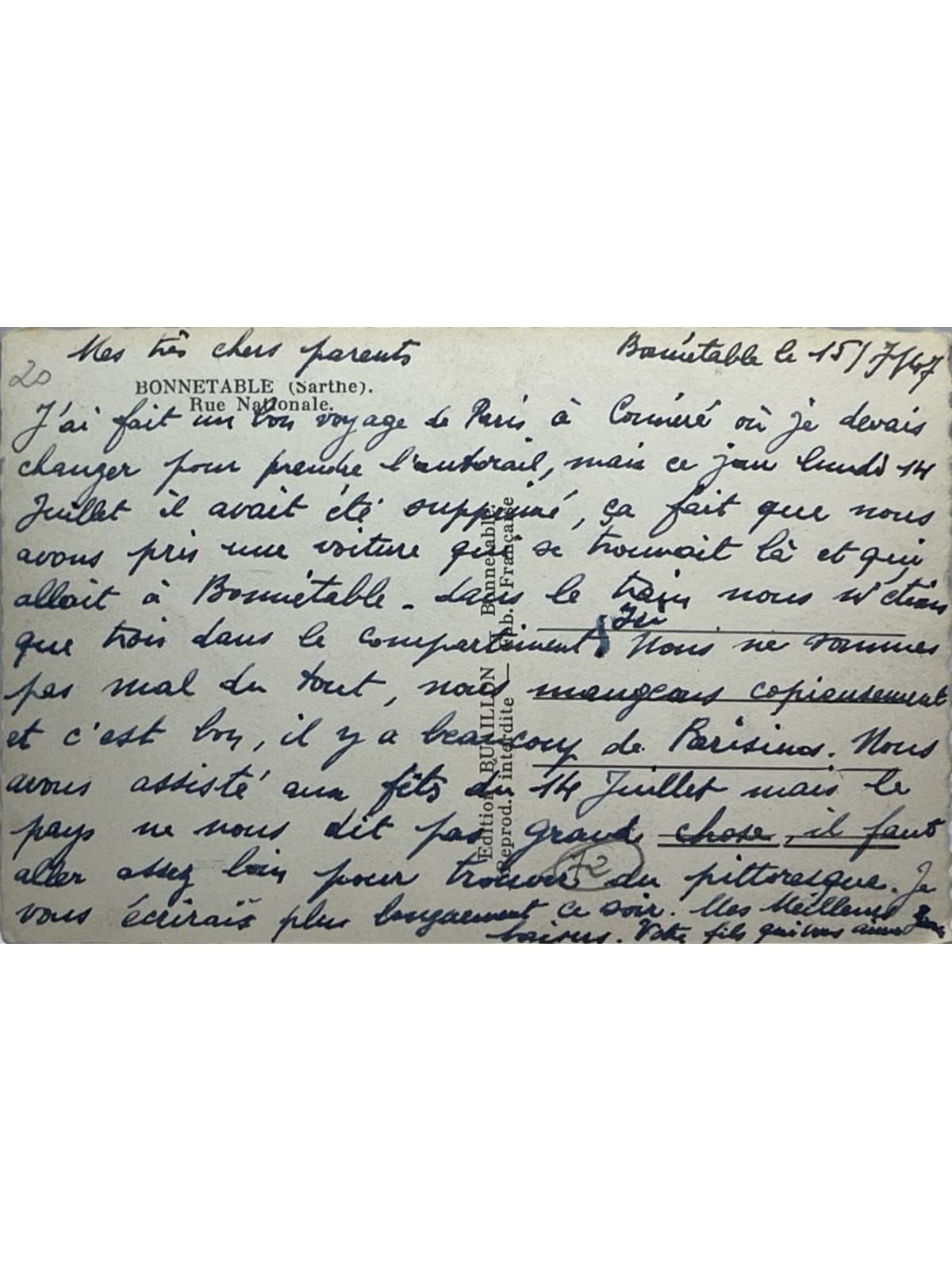 Verso de la carte postale