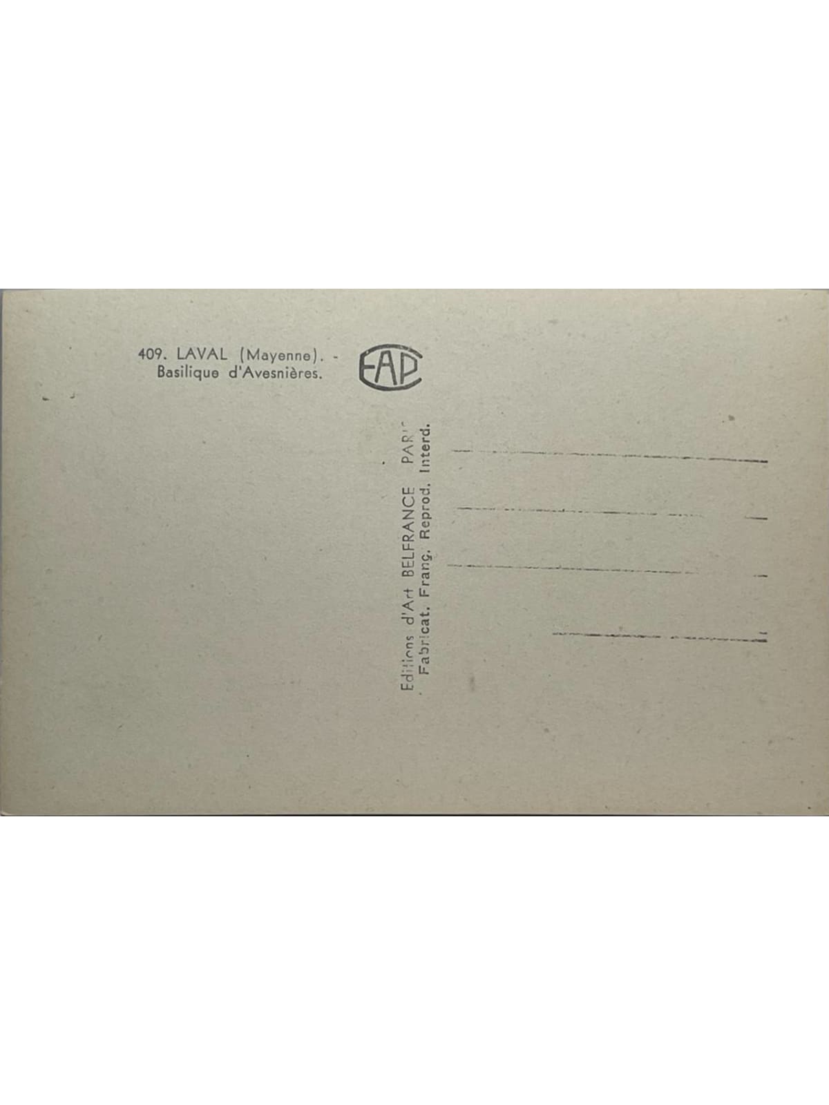 Verso de la carte postale