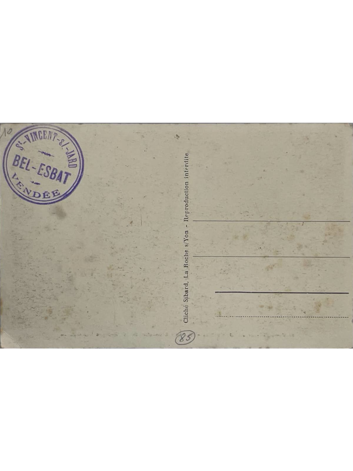 Verso de la carte postale