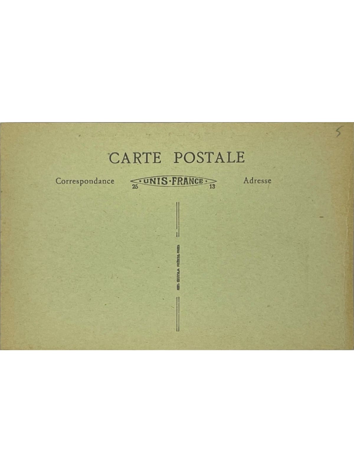 Verso de la carte postale