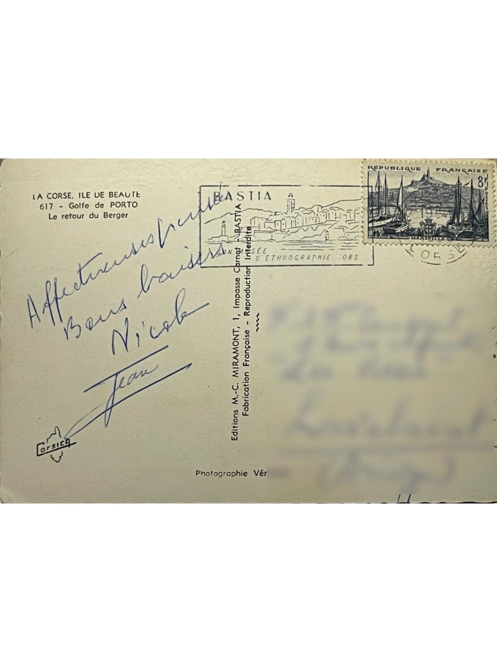 Verso de la carte postale