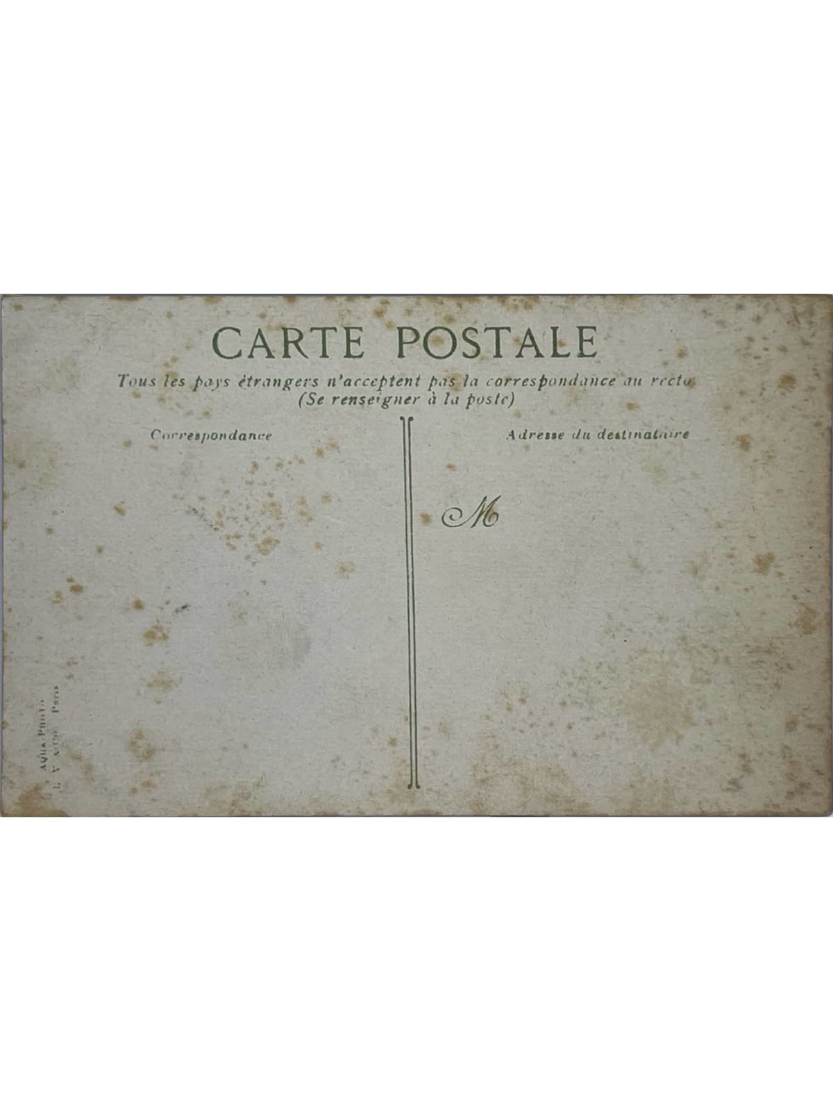 Verso de la carte postale