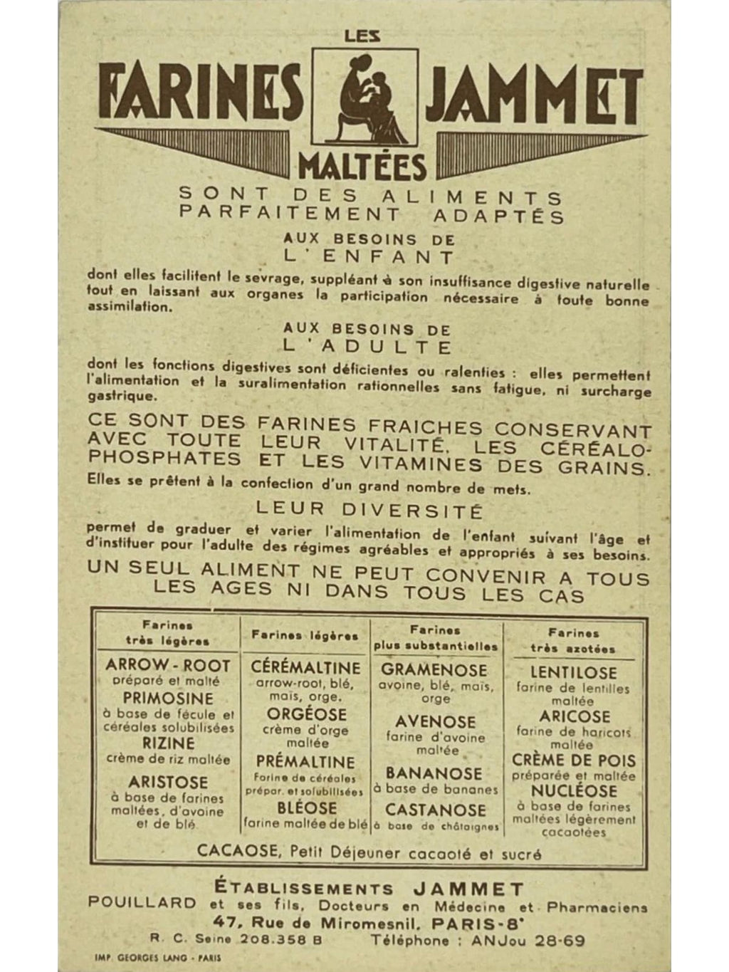 Verso de la carte postale