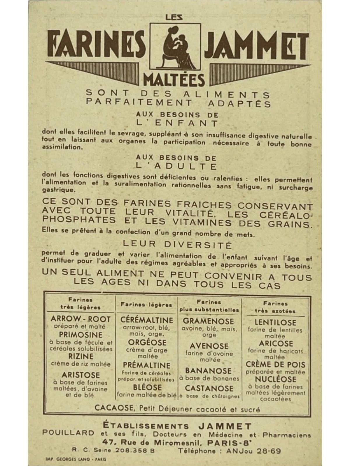 Verso de la carte postale