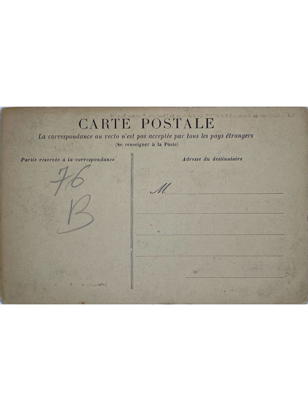 Verso de la carte postale