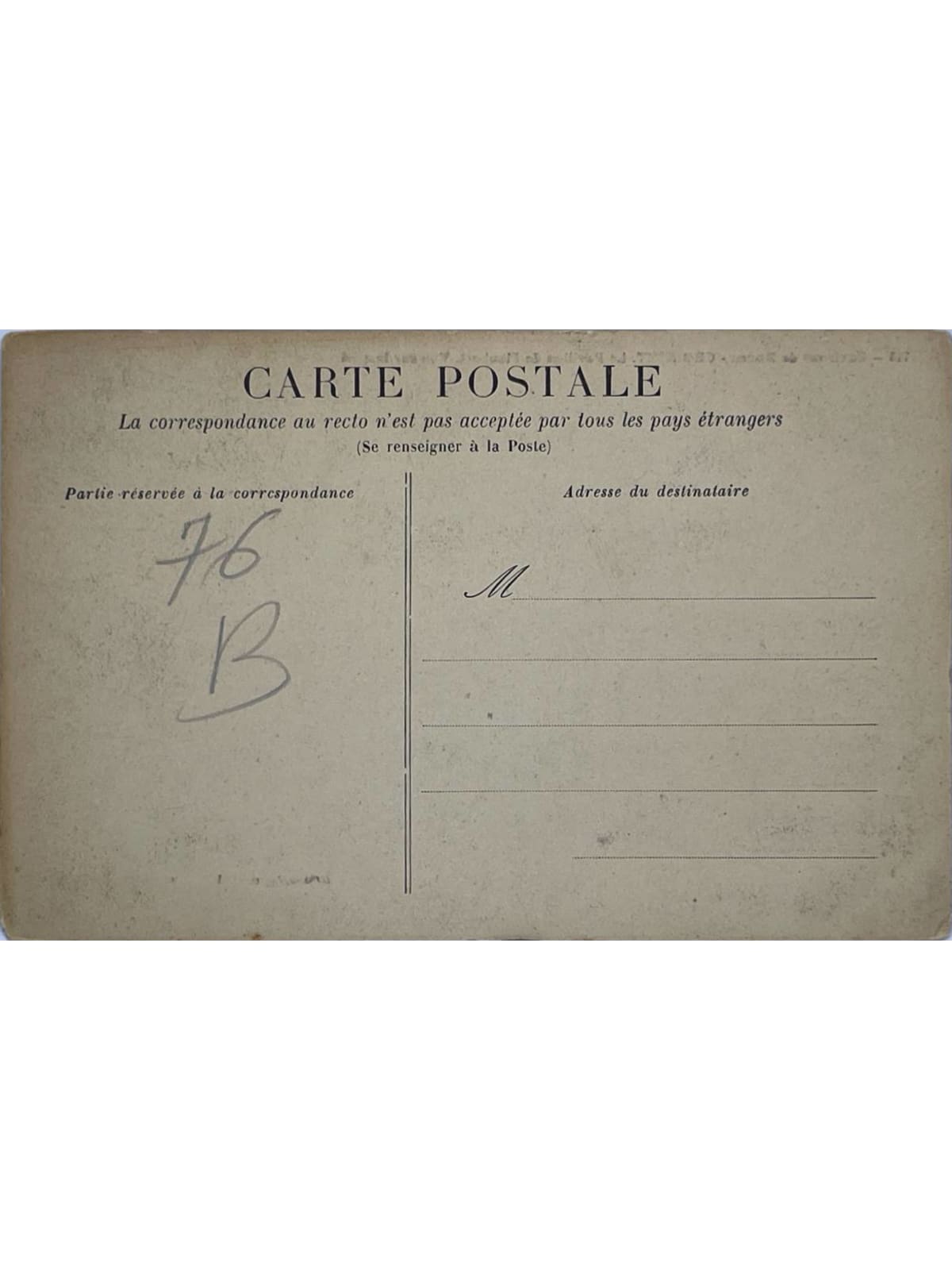 Verso de la carte postale