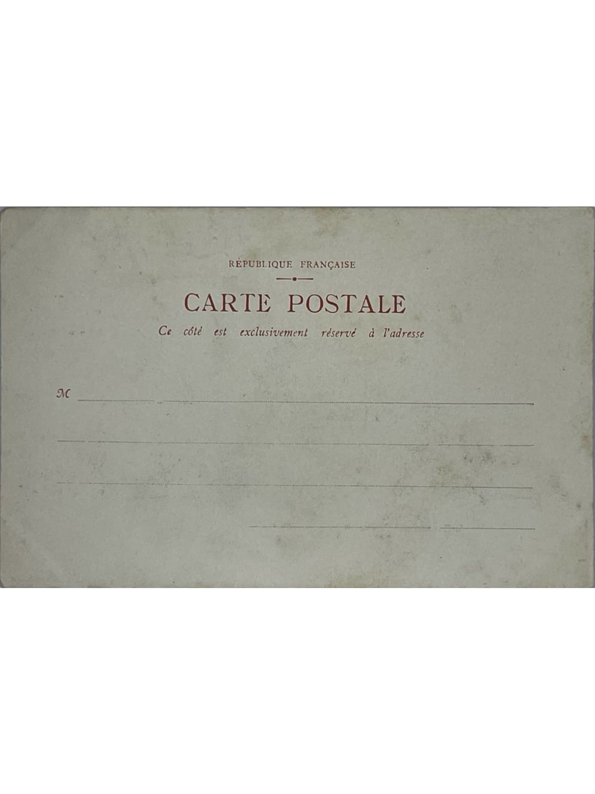 Verso de la carte postale