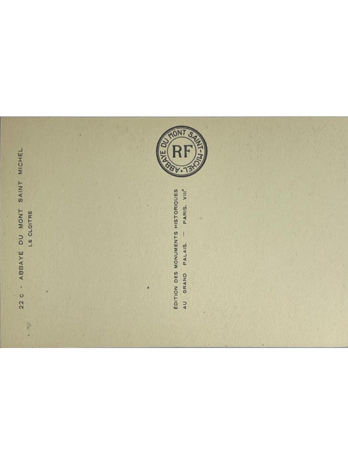 Verso de la carte postale