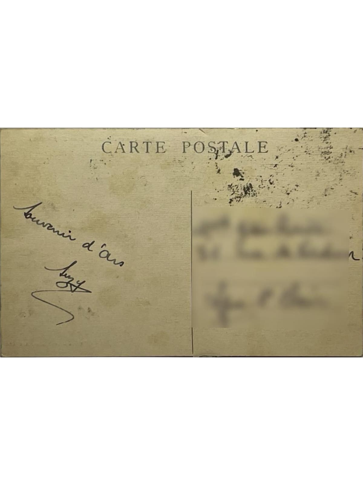 Verso de la carte postale