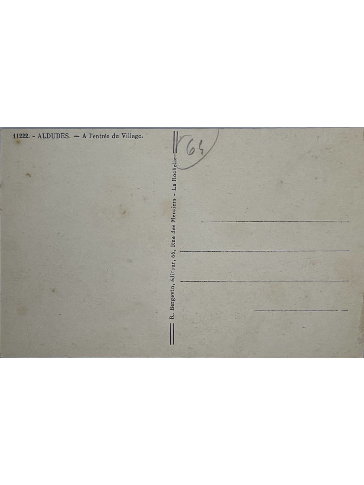 Verso de la carte postale
