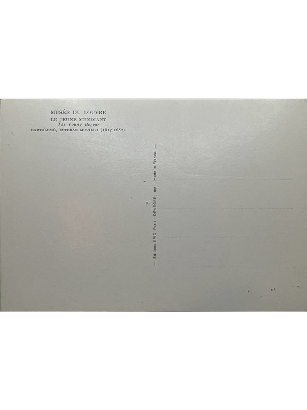 Verso de la carte postale