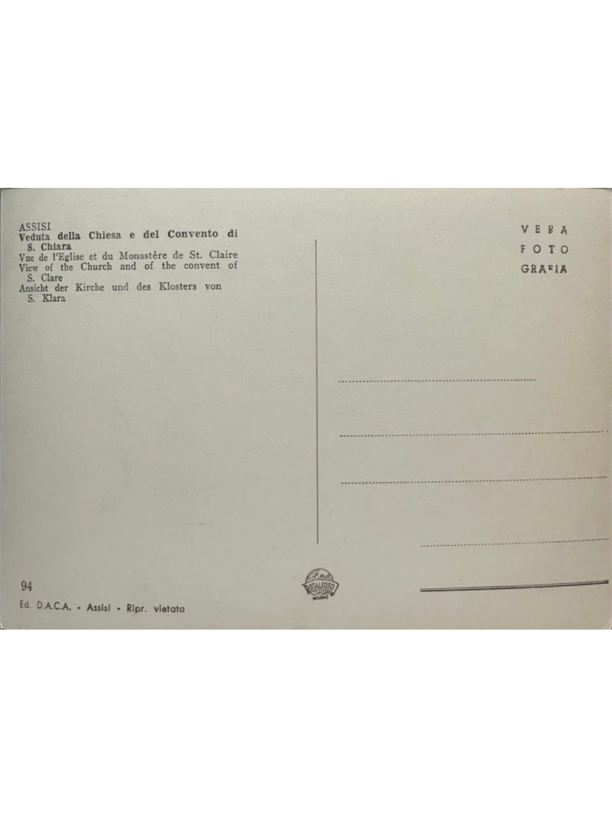 Verso de la carte postale
