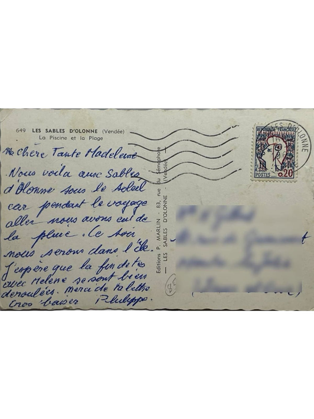 Verso de la carte postale