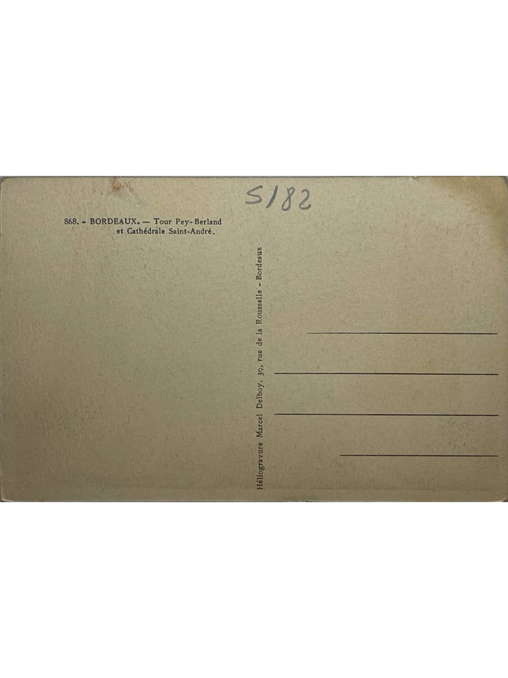 Verso de la carte postale
