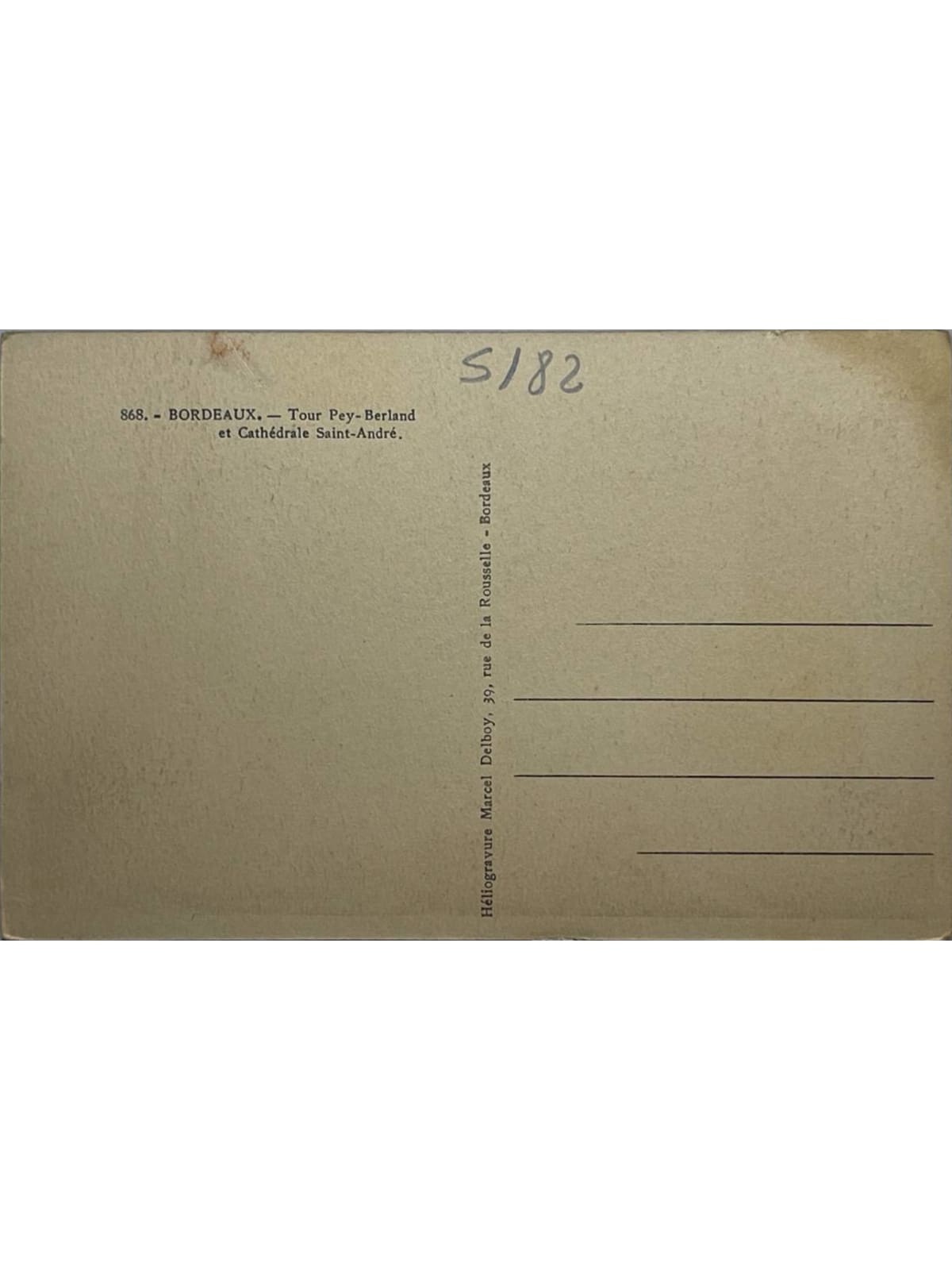 Verso de la carte postale