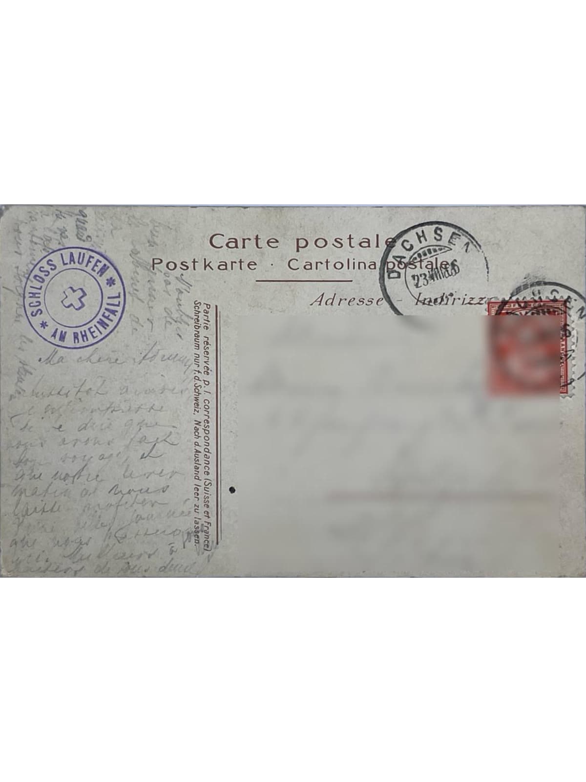 Verso de la carte postale