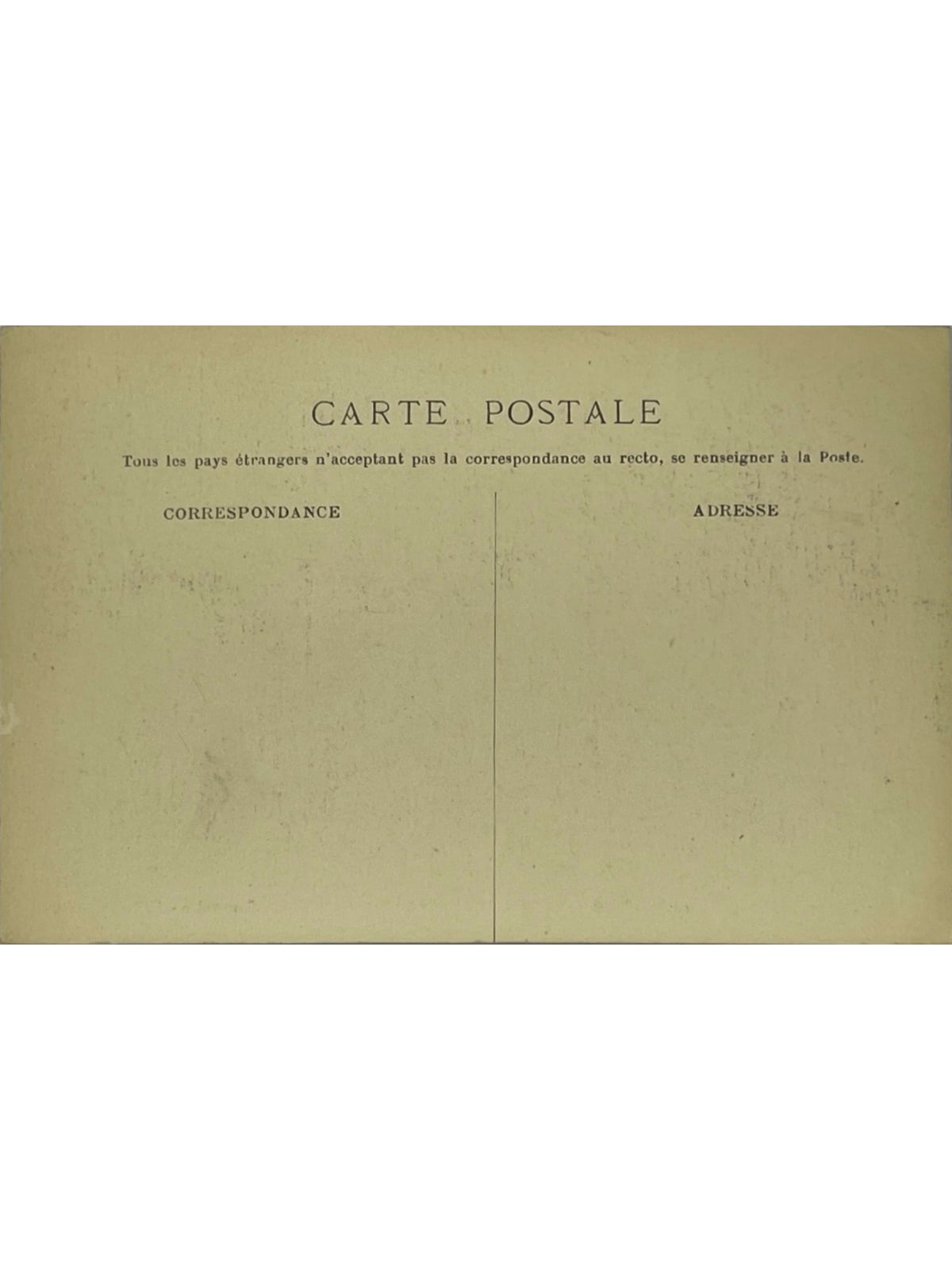 Verso de la carte postale