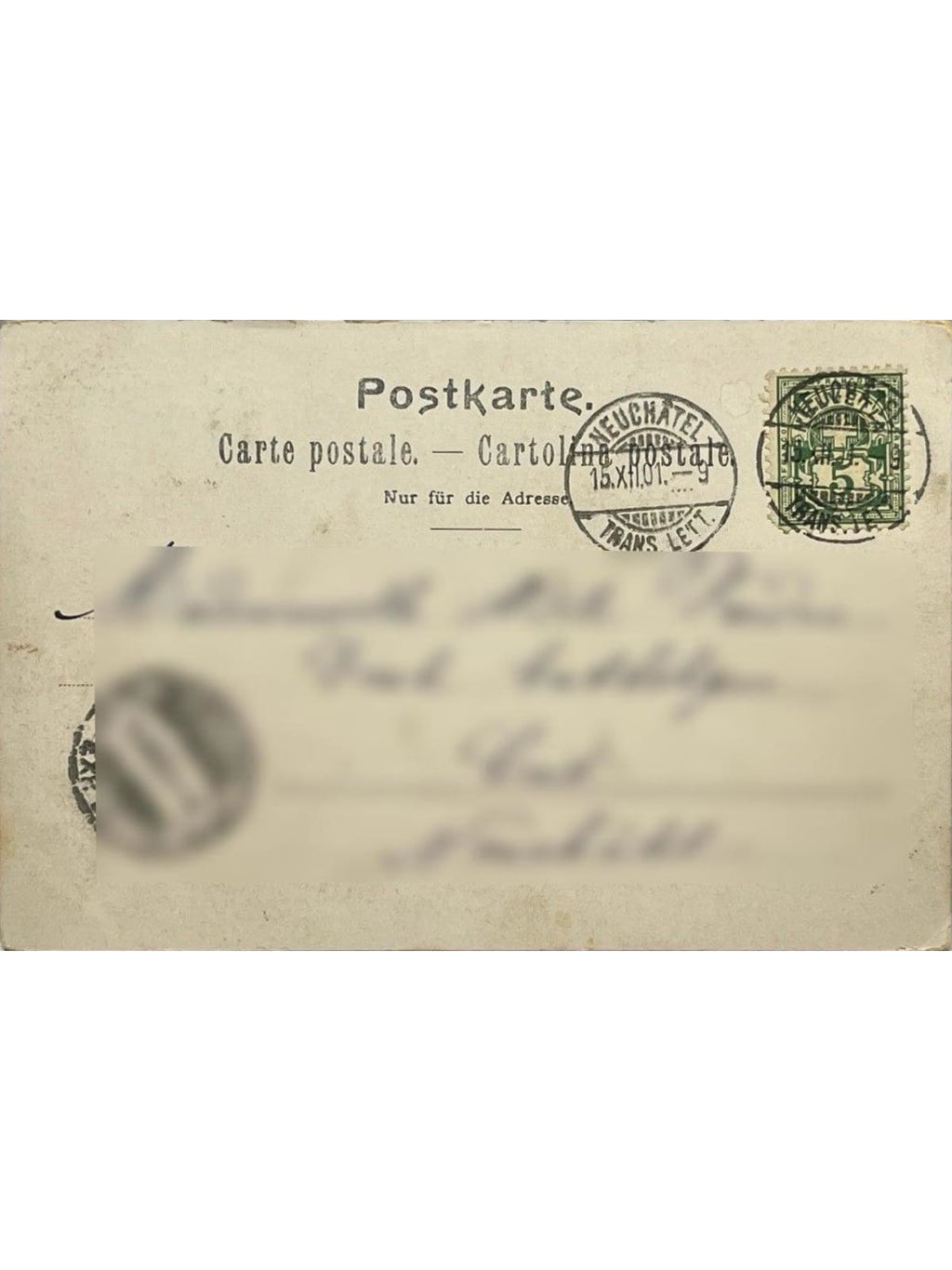 Verso de la carte postale