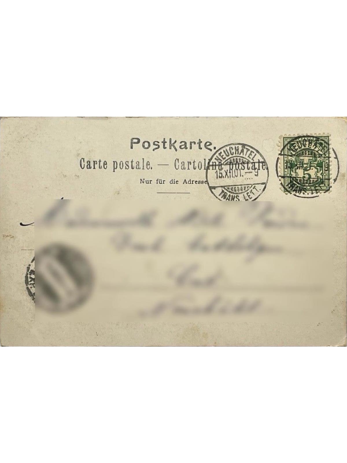 Verso de la carte postale