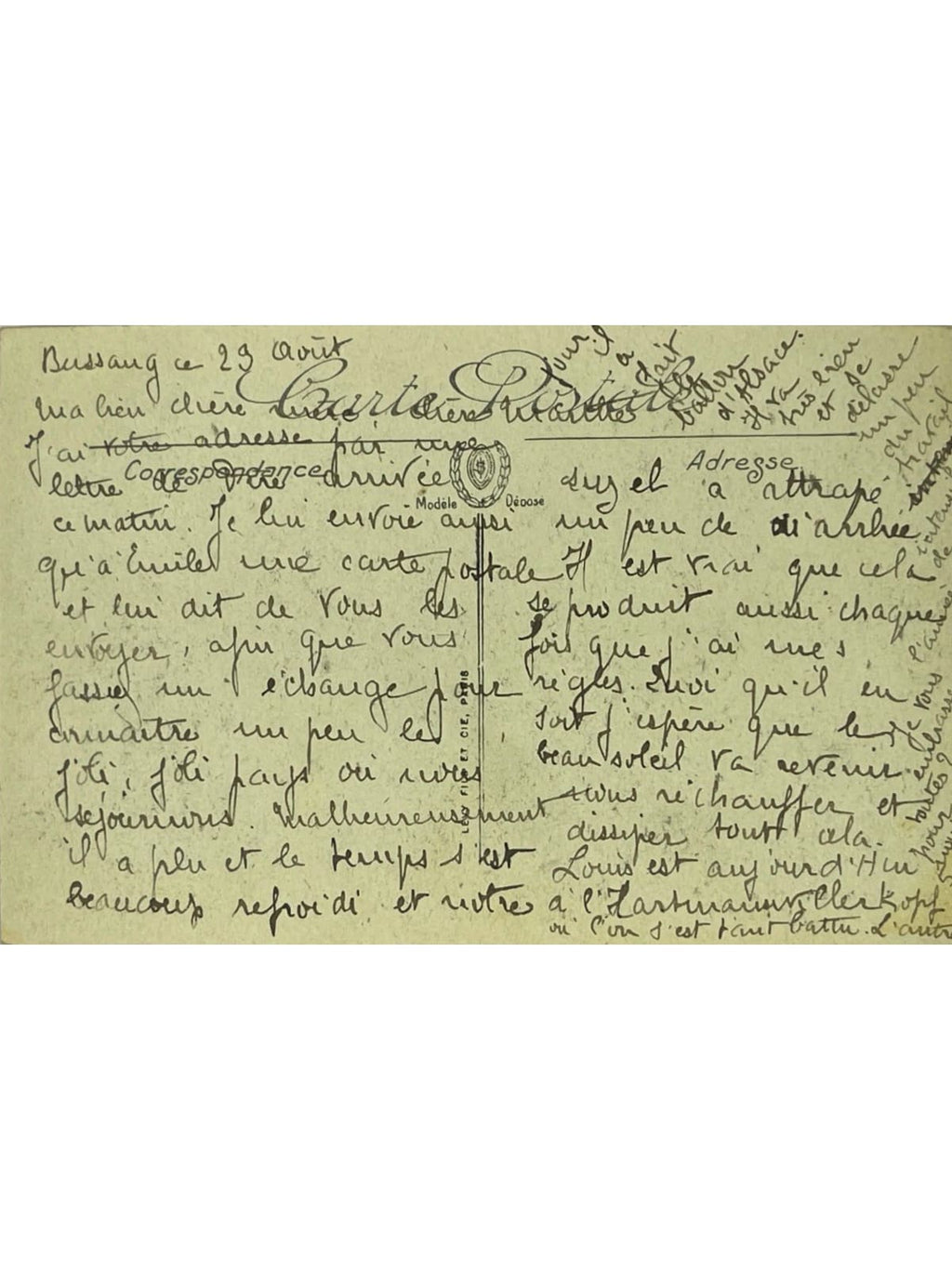 Verso de la carte postale