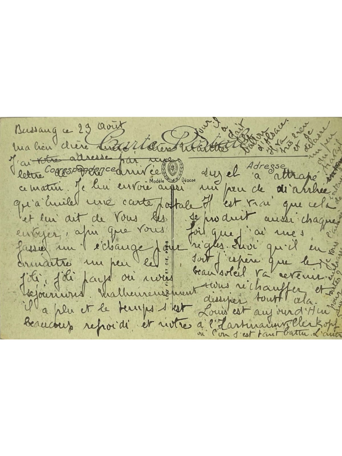 Verso de la carte postale