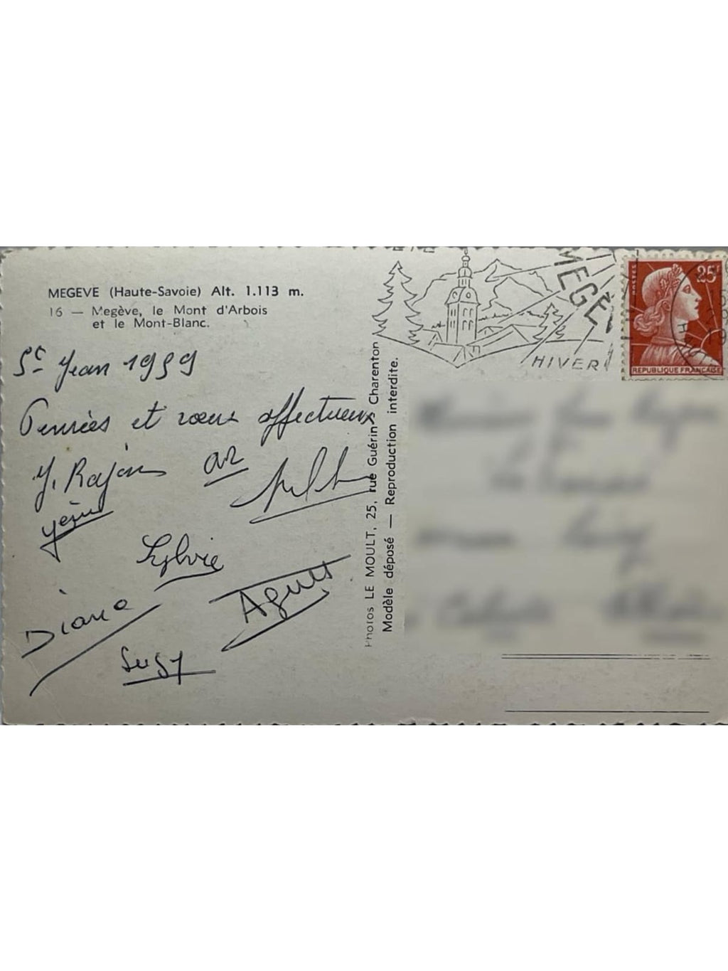 Verso de la carte postale