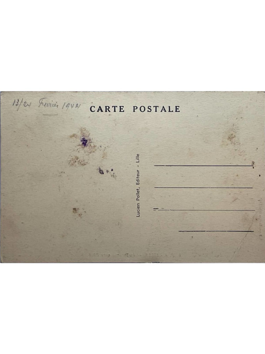 Verso de la carte postale