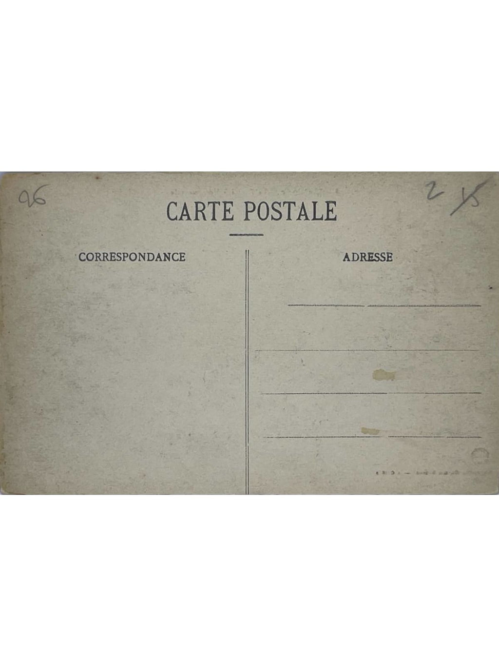 Verso de la carte postale