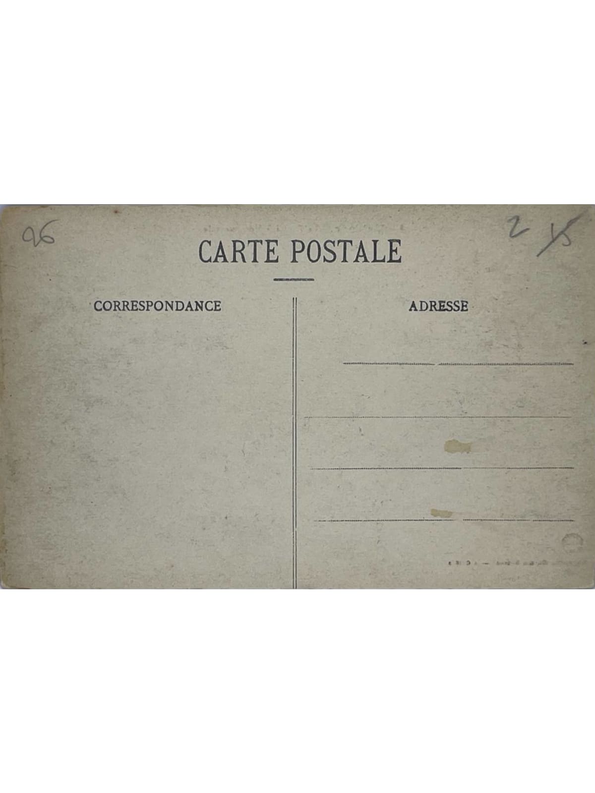 Verso de la carte postale
