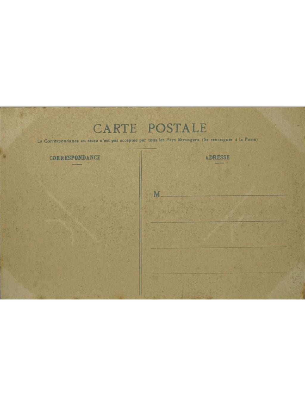 Verso de la carte postale