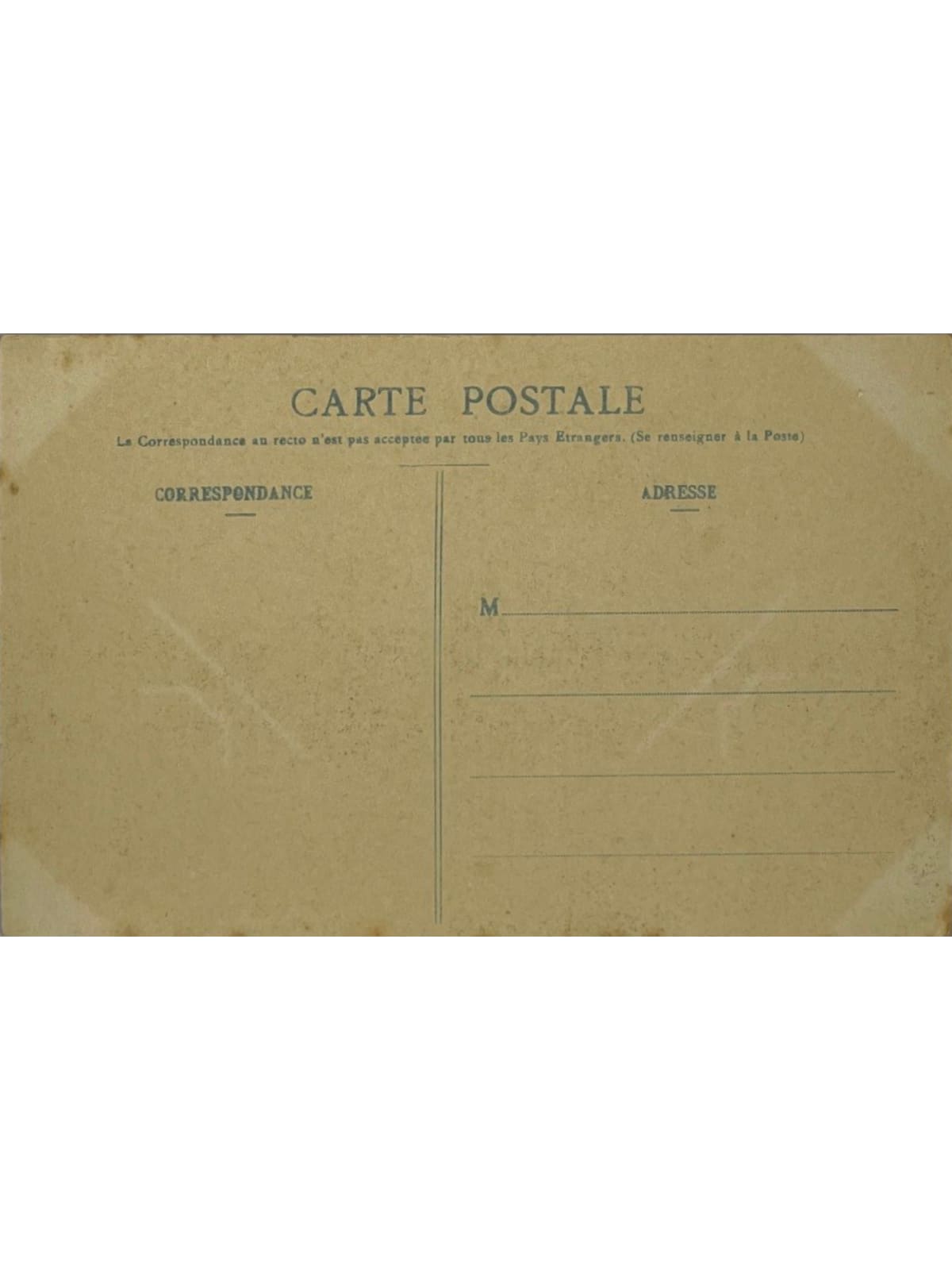 Verso de la carte postale
